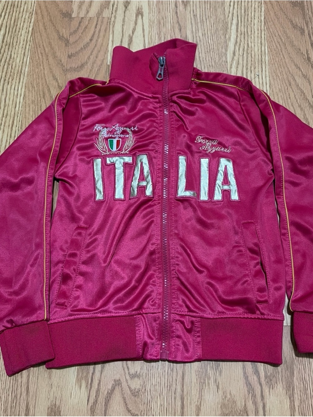 Italina Embroidered Kids Zip-Up Track Jacket - Magenta
